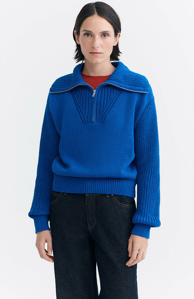 Thinking MU Tanit trui gebreid blauw voor dames | Sophie Stone