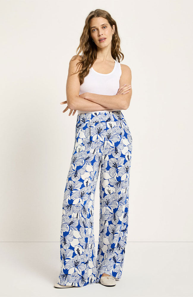 Lanius wide leg broek bloom lapis van TENCEL dames | Sophie Stone