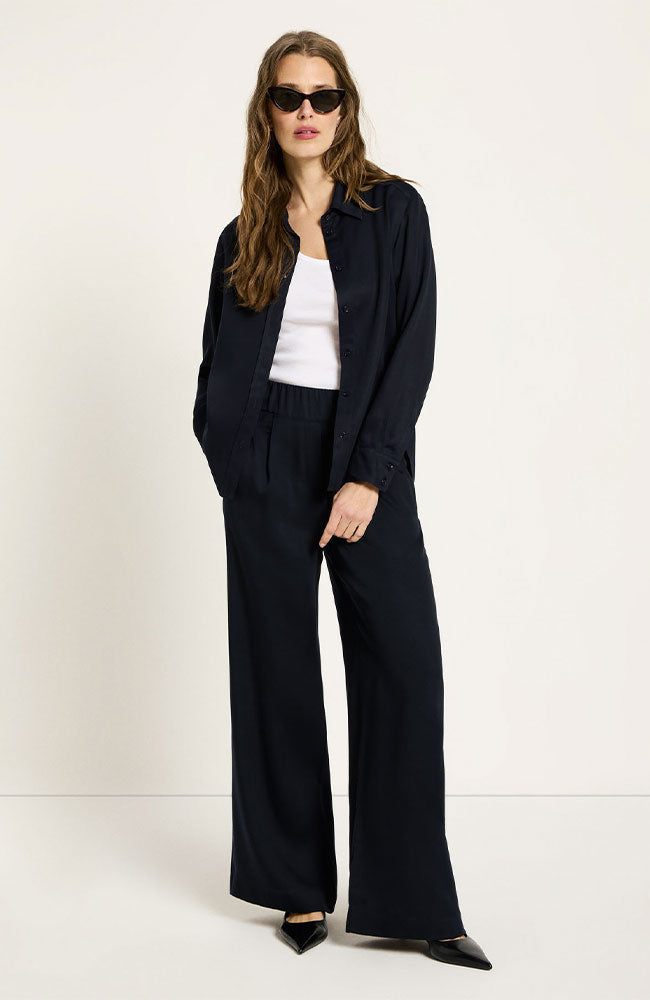 Lanius wide leg broek blauw van TENCEL voor dames | Sophie Stone