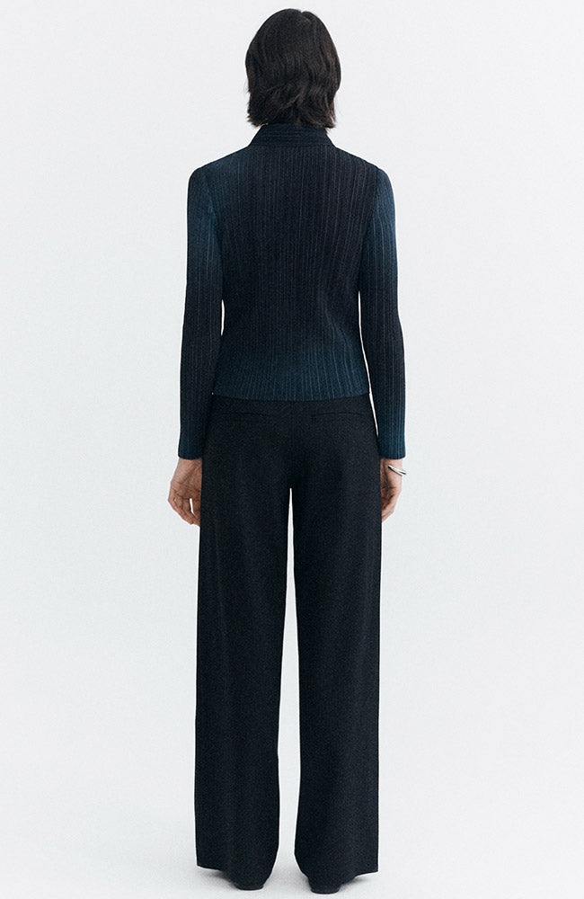 Thinking MU Crinkle Agostina top blauw van 100% gerecycled polyester vrouw | Sophie Stone