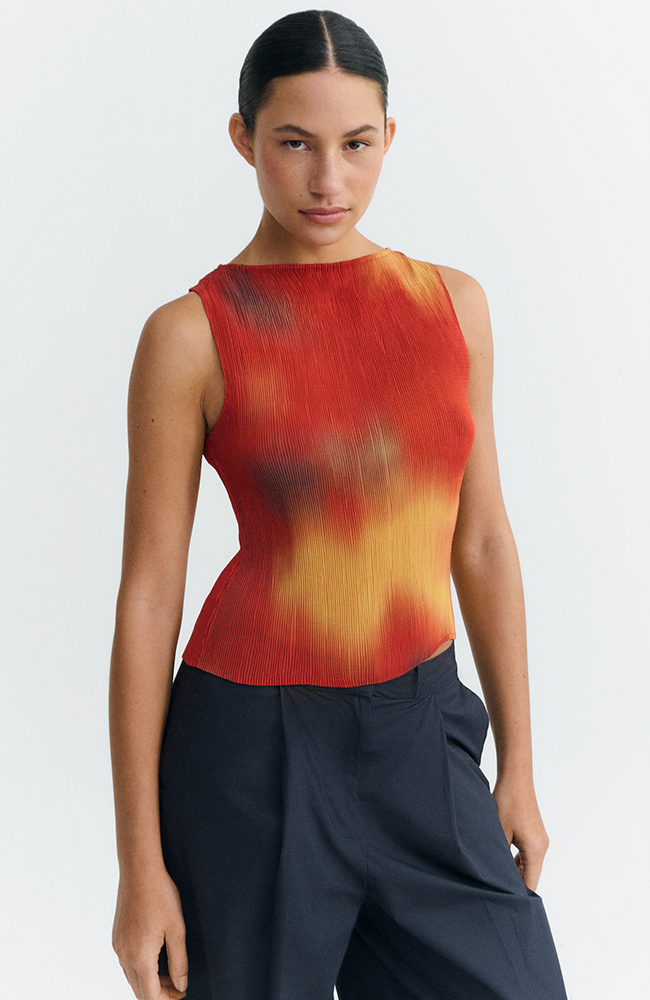 Thinking MU Dora top rood van gerecycled polyester dames | Sophie Stone