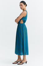 Thinking MU Kin Dress in Blue and Green, Made from Organic Cotton for Women | Sophie Stone