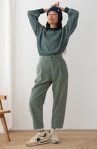 TWOTHIRDS Haruku corduroy broek green 100% bio katoen dames | Sophie Stone