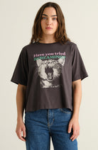 Dedicated Vadstena t-shirt screaming cat grijs biologisch katoen voor vrouwen | Sophie Stone