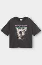 Dedicated Vadstena t-shirt screaming cat grijs biologisch katoen vrouw | Sophie Stone