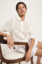 Lanius vest met korte mouwen off white van biologisch katoen voor dames | Sophie Stone