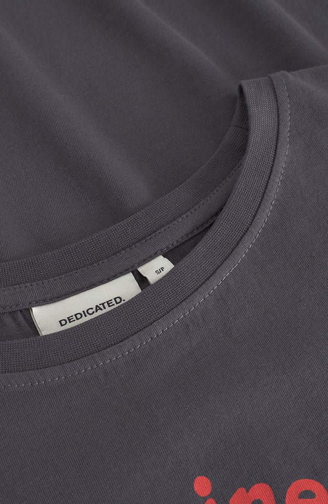 Dedicated Visby happiness t-shirt charcoal bio katoen vrouwen | Sophie Stone