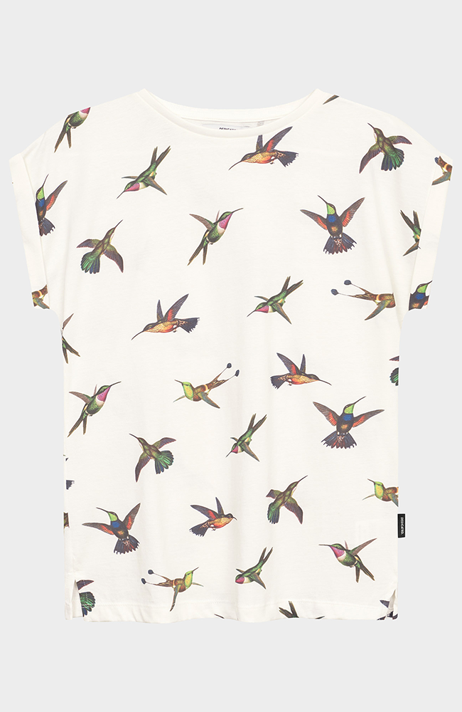 Dedicated Visby hummingbird off-white organic cotton t-shirt for women | Sophie Stone
