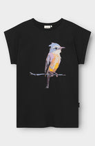 Dedicated T-shirt Visby Painted bird zwart van bio katoen voor vrouwen | Sophie Stone 