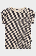 Dedicated Visby t-shirt pepita cats zwart van bio katoen voor vrouwen | Sophie Stone 