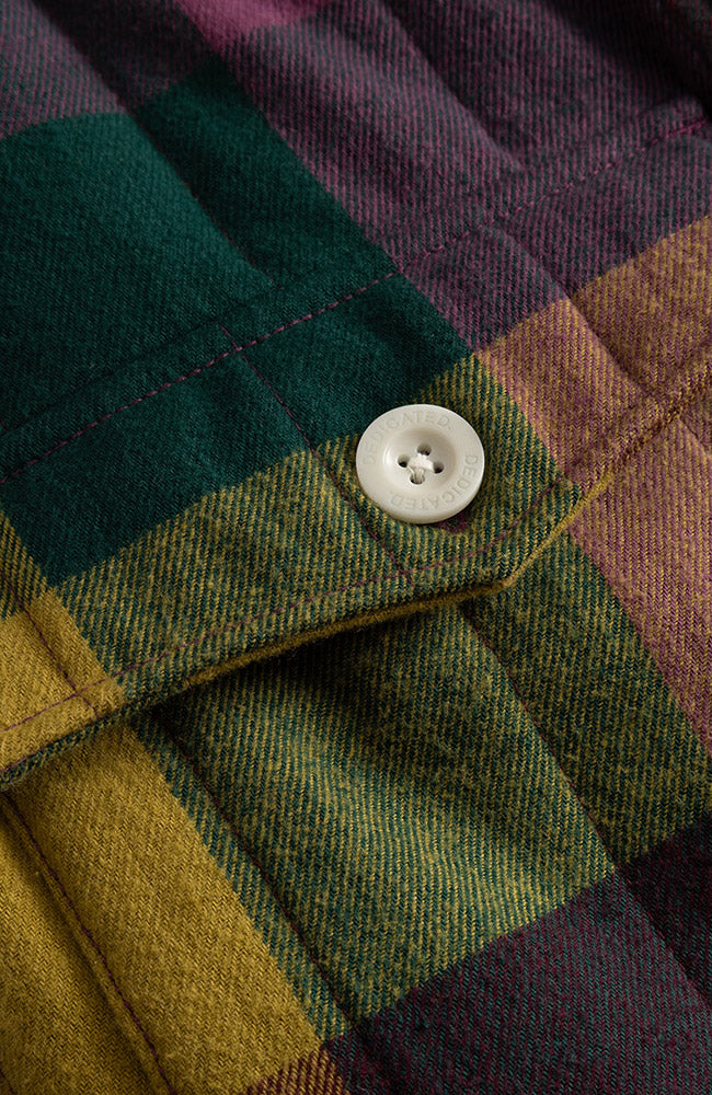 Dedicated Jacket Voxtorp flannel multi color patch van 100% GOTS bio katoen dames | Sophie Stone