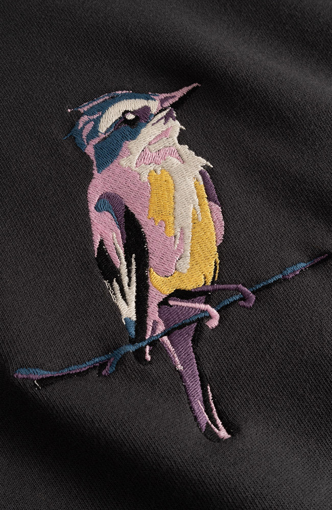 Dedicated Ystad sweater painted bird zwart 100% biologisch katoen dames | Sophie Stone