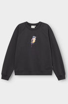 Dedicated Ystad sweater painted bird black 100% bio katoen dames | Sophie Stone