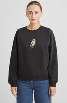 Dedicated Ystad sweater painted bird zwart 100% bio katoen dames | Sophie Stone