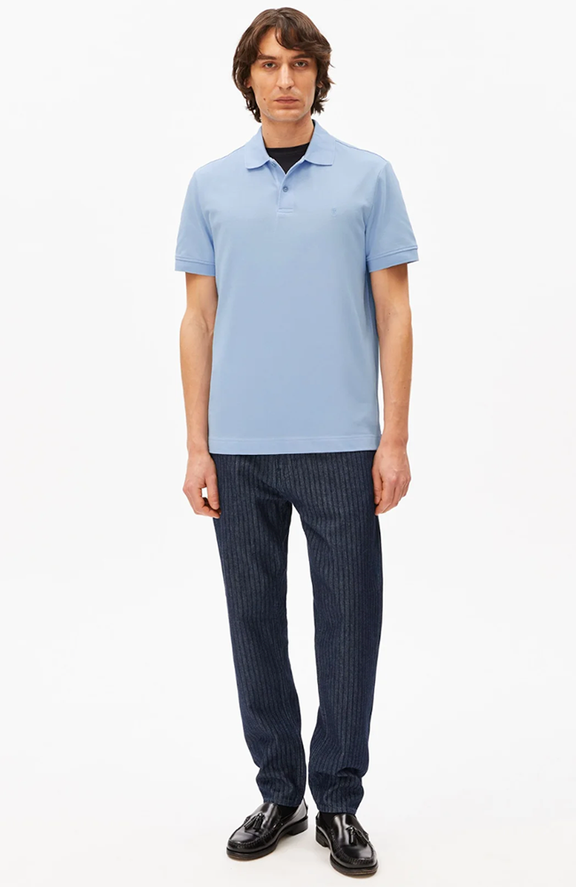 ARMEDANGELS Maario polo wedgwood made from organic cotton for men | Sophie Stone