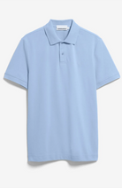 ARMEDANGELS Maario polo shirt in wedgwood blue, made from organic cotton for men | Sophie Stone