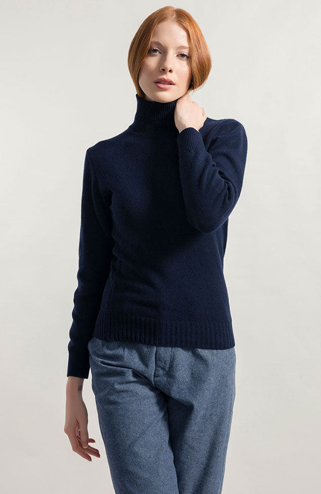 RIFO Ada turtleneck blue mora in recycled cashmere and wool | Sophie Stone