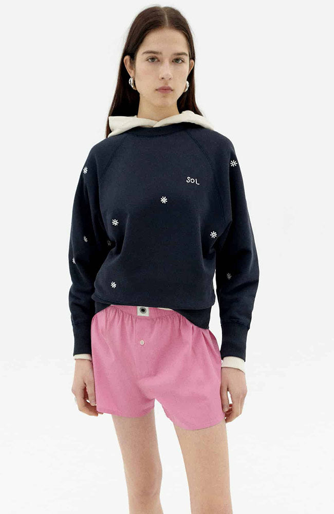 Thinking MU Bonnie sweater sol navy from organic cotton for women | Sophie Stone