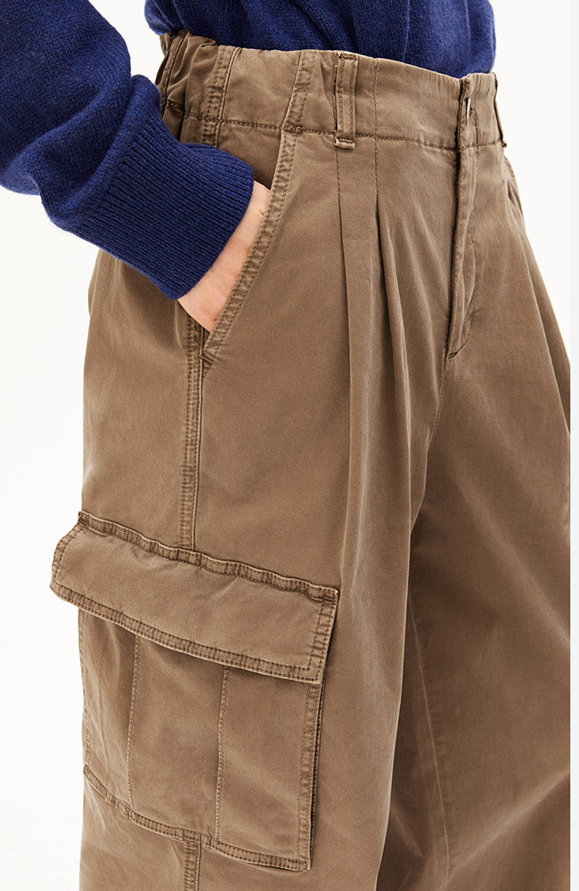 ARMEDANGELS Brushed Cargo Pants, Amberwood, GOTS 98% Organic Cotton, Women's | Sophie Stone