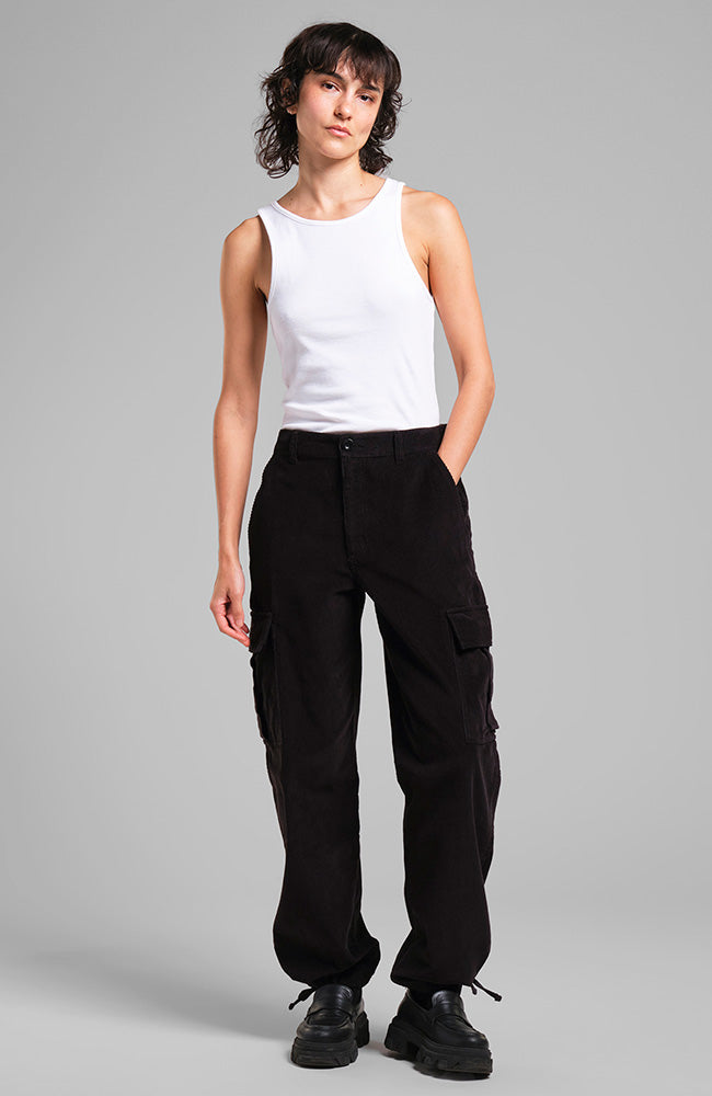 Dedicated Bagarmossen cargo pants black from organic cotton ladies | Sophie Stone