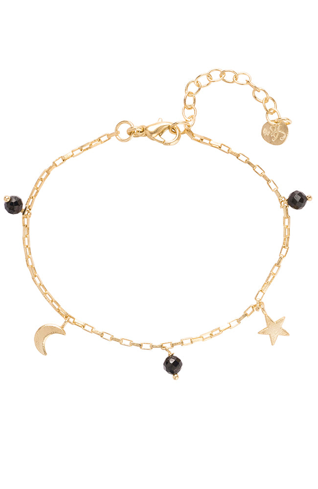 A Beautiful Story Charmed bracelet black onyx of brass material for women | Sophie Stone