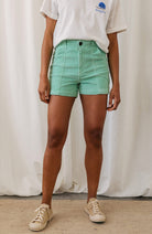 TWOTHIRDS Cockatoo rib shorts mint leaf from organic cotton for women | Sophie Stone