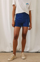 TWOTHIRDS Cockatoo rib shorts ultramarine in organic cotton for women | Sophie Stone