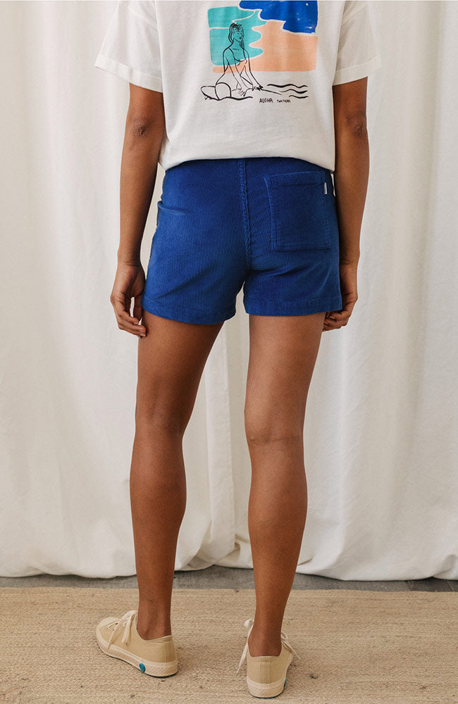 TWOTHIRDS Cockatoo rib shorts ultramarine in organic cotton for women | Sophie Stone