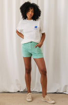 TWOTHIRDS Cockatoo rib shorts mint leaf from organic cotton for women | Sophie Stone