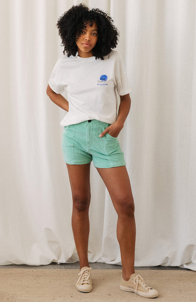 TWOTHIRDS Cockatoo rib shorts mint leaf from organic cotton for women | Sophie Stone