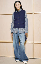 ARMEDANGELS gebreid vest tinted navy blauw van bio katoen vrouwen | Sophie Stone