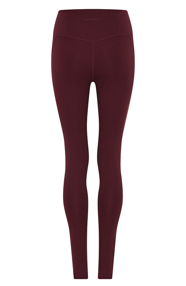 Girlfriend Collective compressive high-rise legging mulberry rood van GRS RPET dames | Sophie Stone