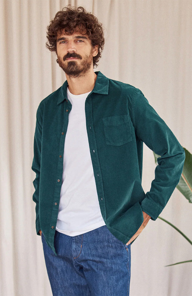 TWOTHIRDS Cook shirt dark green from organic cotton for men | Sophie Stone