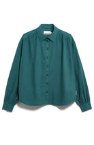 ARMEDANGELS Efinaraa Blouse, Petrol Velvet, 100% GOTS Organic Cotton, Women's | Sophie Stone