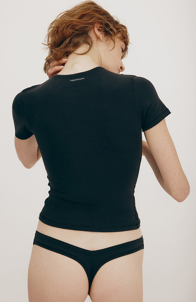 Organic Basics Flex t-shirt zwart van biologisch katoen | Sophie Stone