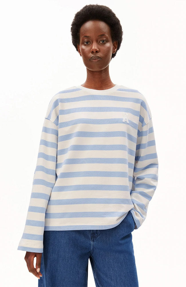 ARMEDANGELS Frankaa bold sweater soft blue bio katoen dames | Sophie Stone