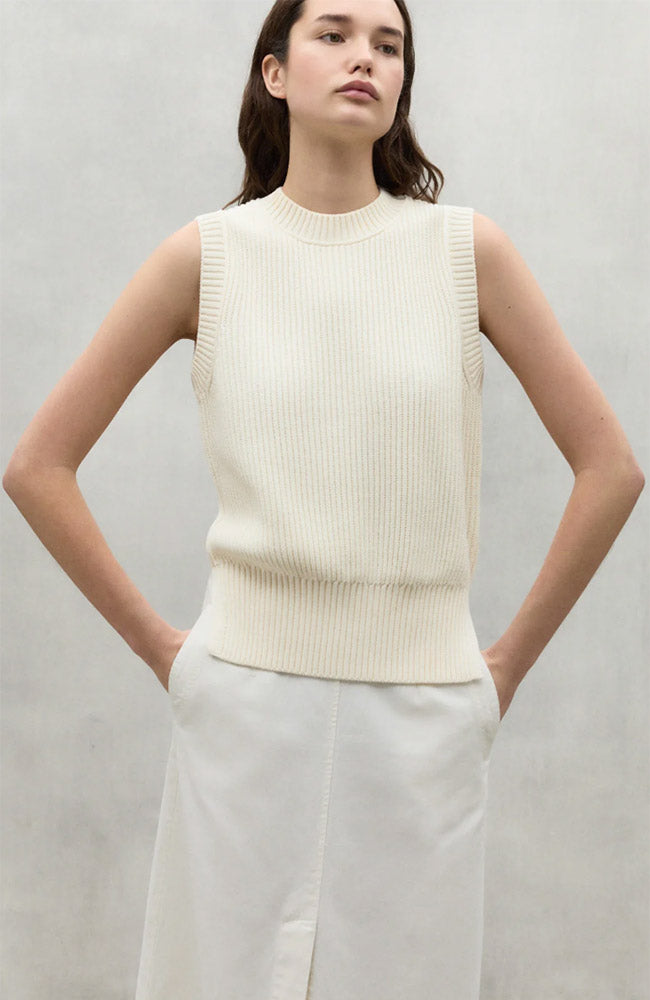 ECOALF Hiedra knit spencer ecru van bio & gerecycled katoen dames | Sophie Stone