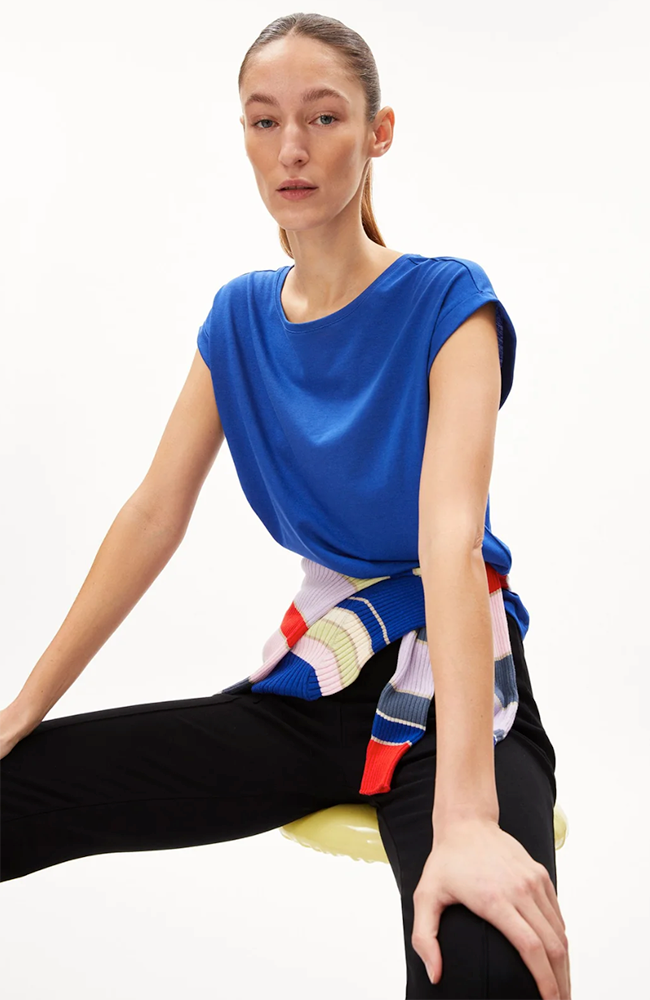 ARMEDANGELS Jilaana t-shirt blue made from TENCEL lyocell for women | Sophie Stone