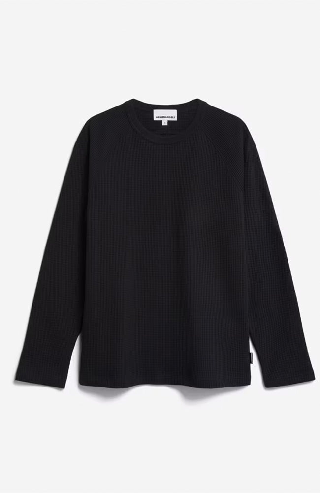 ARMEDANGELS Josuaa waffle long sleeve black from organic cotton men | Sophie Stone