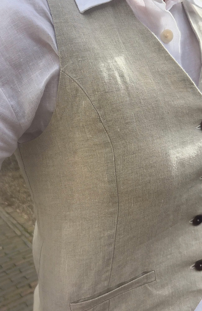 Kings of Indigo Lucia Gilet undyed linen for women | Sophie Stone