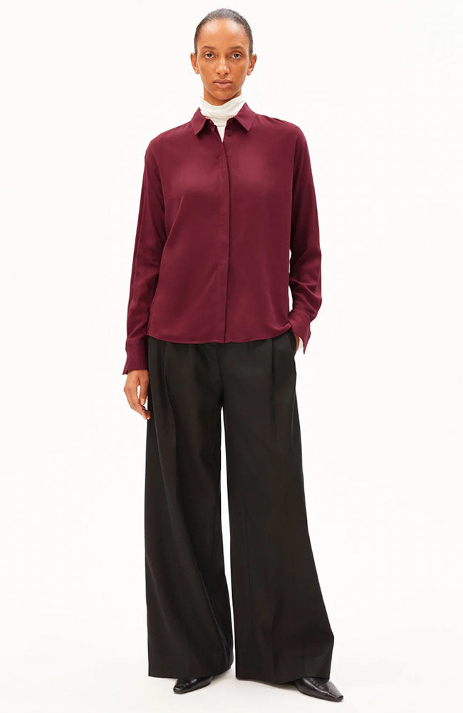 ARMEDANGELS Larisaana longsleeve blouse velvet red van Ecovero vrouwen | Sophie Stone