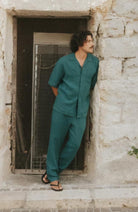 Dedicated Borrby Pants in Green, 100% Linen, for Men | Sophie Stone