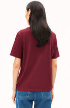 ARMEDANGELS Luaala t-shirt rood van bio katoen dames | Sophie Stone