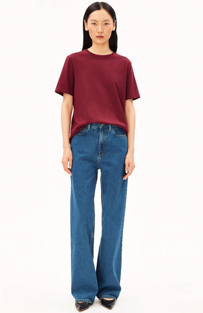 ARMEDANGELS Luaala t-shirt rood van bio katoen dames | Sophie Stone