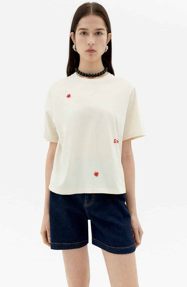 Thinking MU Sol t-shirt Lucia white organic cotton ladies | Sophie Stone