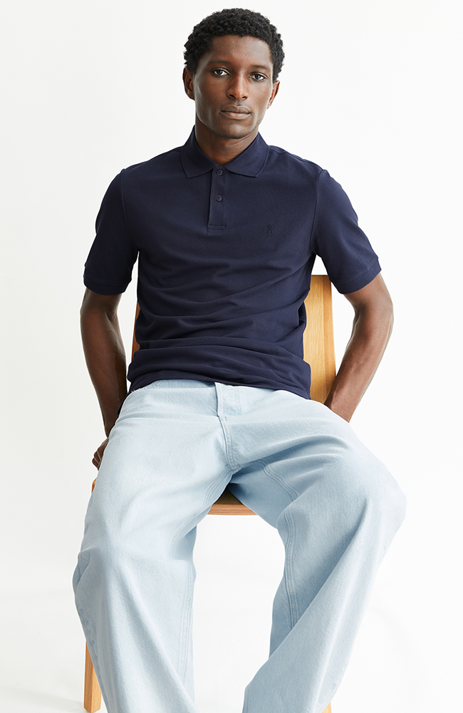 ARMEDANGELS Maario polo night sky van bio katoen voor mannen | Sophie Stone