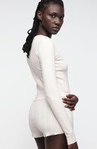 Organic Basics Pointelle Cardigan in Cloud, made from organic cotton, for women | Sophie Stone