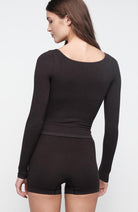 Organic Basics Waffle Long-Sleeve Shirt in Black by Ecovero for Women | Sophie Stone