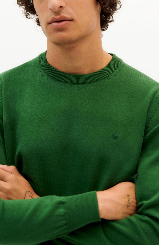 Thinking MU Orlando knit sweater green van bio katoen | Sophie Stone
