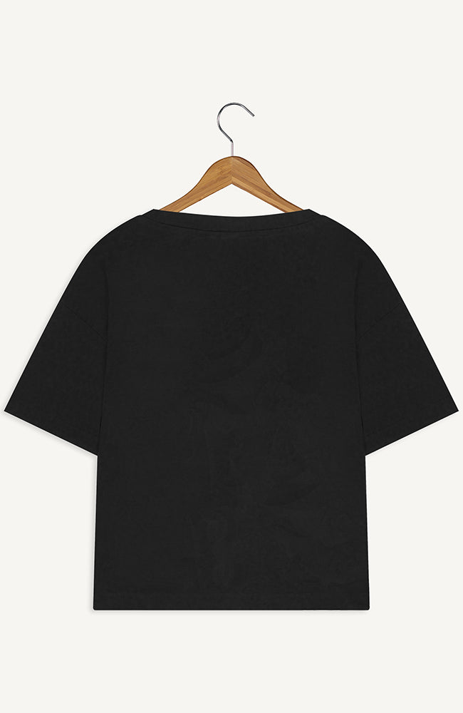 NEW OPTIMIST Pettirosso t-shirt zwart van biologisch katoen | Sophie Stone